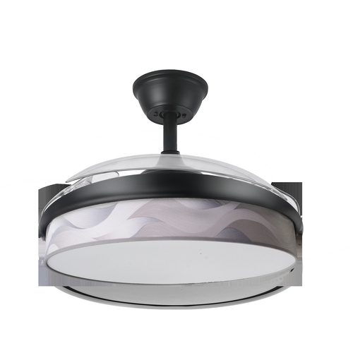 Abrila MODA Negro/Ola Gris - Ventilador de Techo Aspas Retráctiles 72 W