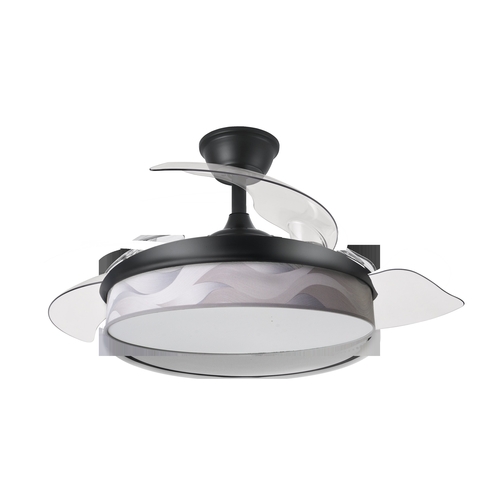 Abrila MODA Negro/Ola Gris - Ventilador de Techo Aspas Retráctiles 72 W