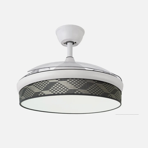 Abrila MODA Blanco/Tetris Gris - Ventilador de Techo Aspas Retráctiles 72 W