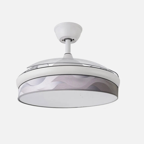 Abrila MODA Blanco/Ola Gris - Ventilador de Techo Aspas Retráctiles 72 W