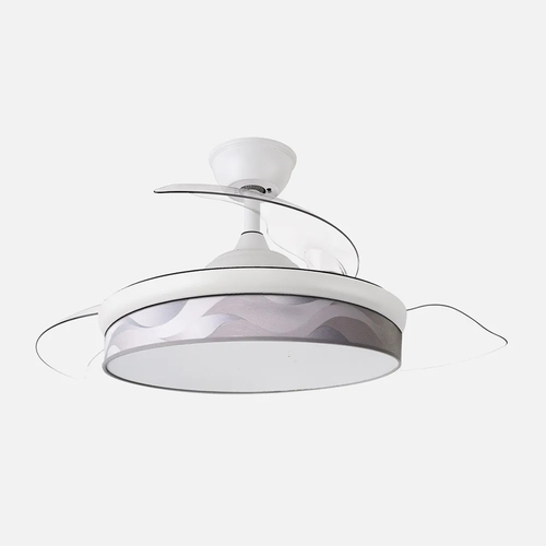 Abrila MODA Blanco/Ola Gris - Ventilador de Techo Aspas Retráctiles 72 W