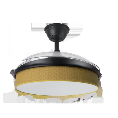 Abrila MODA Negro/Amarillo - Ventilador de Techo Aspas Retráctiles 72 W