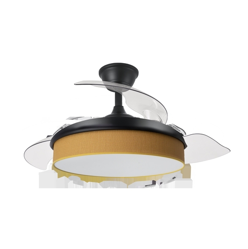 Abrila MODA Negro/Amarillo - Ventilador de Techo Aspas Retráctiles 72 W