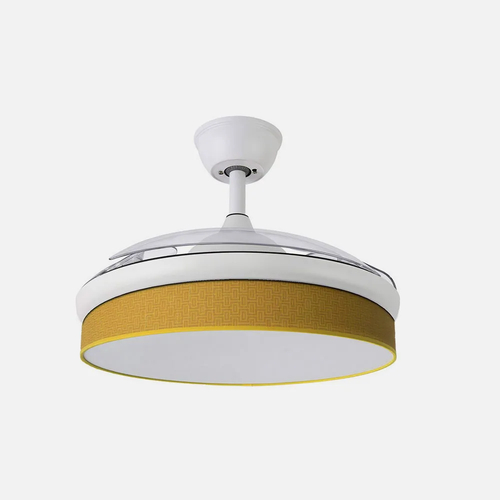 Abrila MODA Blanco/Amarillo - Ventilador de Techo Aspas Retráctiles 72 W