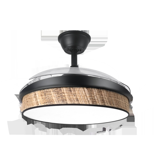 Abrila MODA Negro/Cañizo Oscuro - Ventilador de Techo Aspas Retráctiles 72 W F