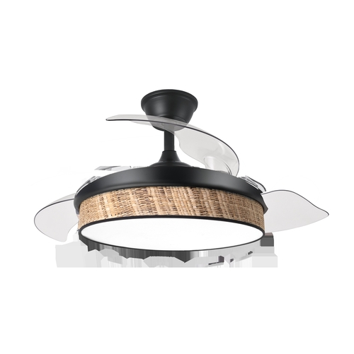 Abrila MODA Negro/Cañizo Oscuro - Ventilador de Techo Aspas Retráctiles 72 W F