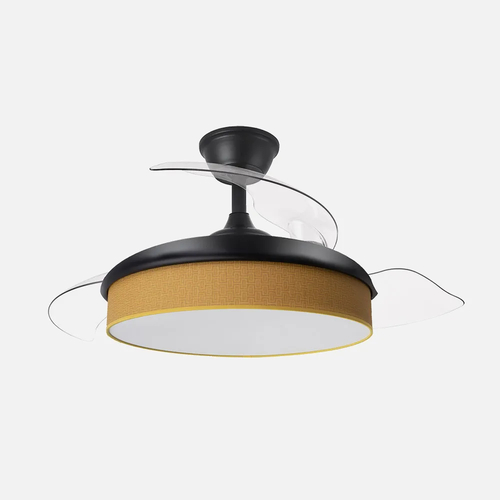 Abrila MODA Negro/Amarillo - Ventilador de Techo Aspas Retráctiles 72 W F