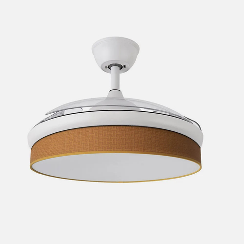 Abrila MODA Blanco / Naranja - Ventilador de Techo Aspas Retráctiles 72 W F