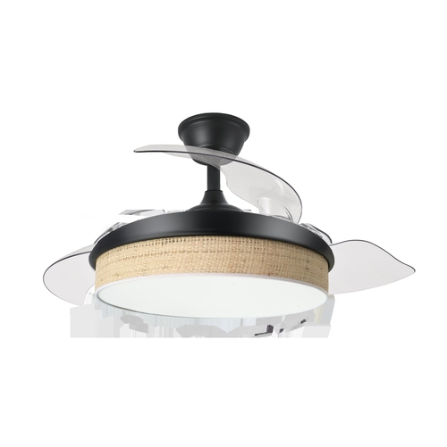 Abrila MODA Negro/Cañizo Claro - Ventilador de Techo Aspas Retráctiles 72 W F