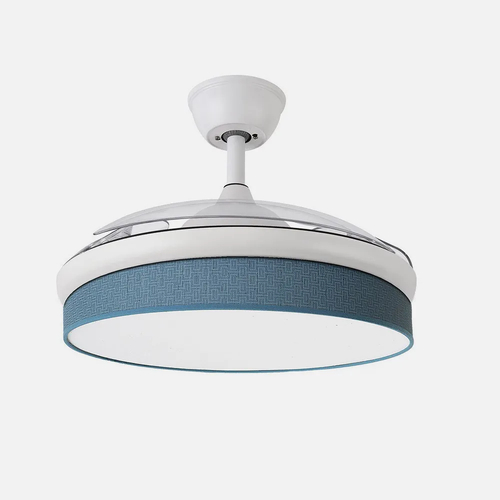 Abrila MODA Blanco / Azul - Ventilador de Techo Aspas Retráctiles 72 W