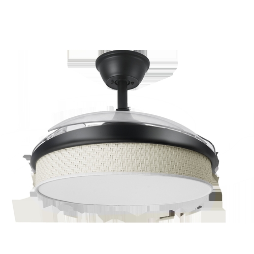 Abrila MODA Negro/Cañizo Blanco - Ventilador de Techo Aspas Retráctiles 72 W F