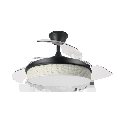 Abrila MODA Negro/Cañizo Blanco - Ventilador de Techo Aspas Retráctiles 72 W F