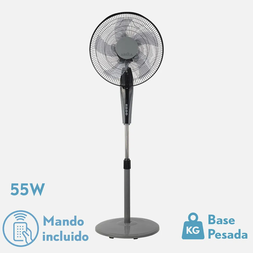 Abrila BORLON Negro/Gris - Ventilador de Pie 220-240 V