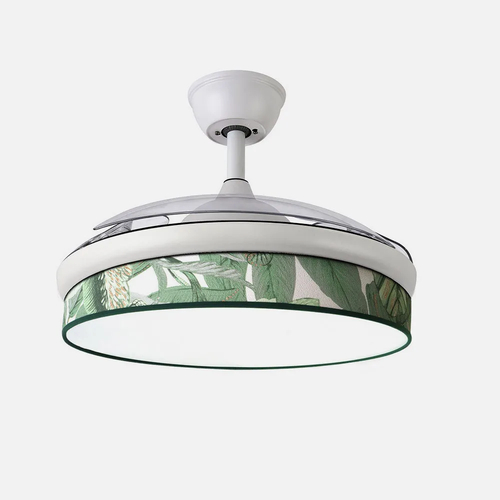 Abrila MODA Blanco / Verde - Ventilador de Techo Aspas Retráctiles 72 W