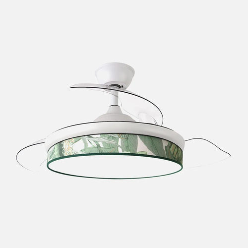 Abrila MODA Blanco / Verde - Ventilador de Techo Aspas Retráctiles 72 W