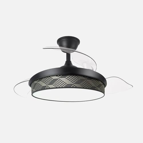 Abrila MODA Negro/Tetris Gris - Ventilador de Techo Aspas Retráctiles 72 W F