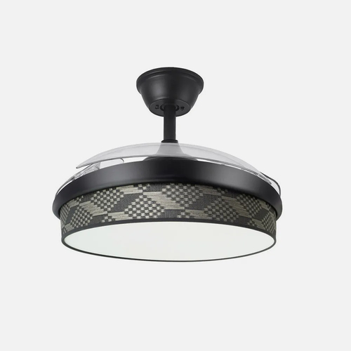 Abrila MODA Negro/Tetris Gris - Ventilador de Techo Aspas Retráctiles 72 W F