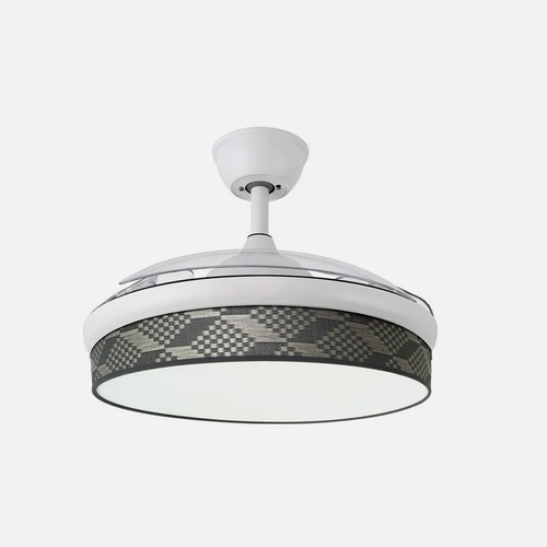 Abrila MODA Blanco/Tetris Gris - Ventilador de Techo Aspas Retráctiles 72 W F