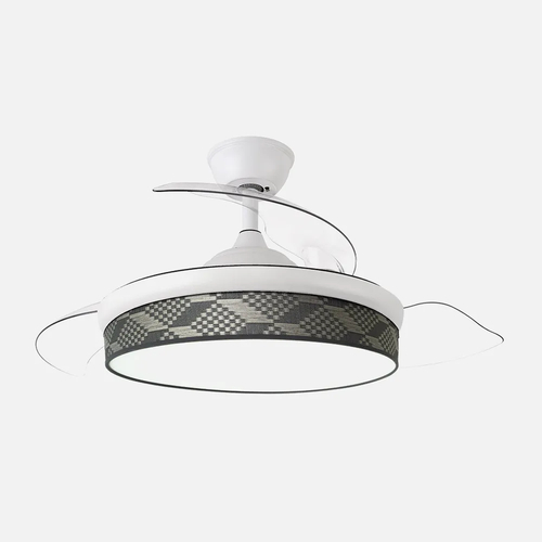 Abrila MODA Blanco/Tetris Gris - Ventilador de Techo Aspas Retráctiles 72 W F