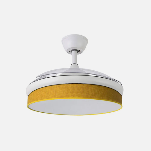 Abrila MODA Blanco/Amarillo - Ventilador de Techo Aspas Retráctiles 72 W F