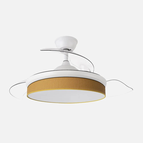Abrila MODA Blanco/Amarillo - Ventilador de Techo Aspas Retráctiles 72 W F