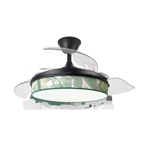 Abrila MODA Negro/Verde - Ventilador de Techo Aspas Retráctiles 72 W