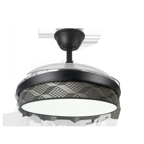 Abrila MODA Negro/Tetris Gris - Ventilador de Techo Aspas Retráctiles 72 W