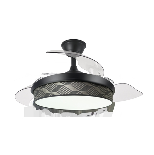 Abrila MODA Negro/Tetris Gris - Ventilador de Techo Aspas Retráctiles 72 W