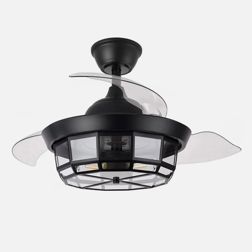 Abrila TORNADO Negro - Ventilador de Techo Aspas Retráctiles 220-240 V