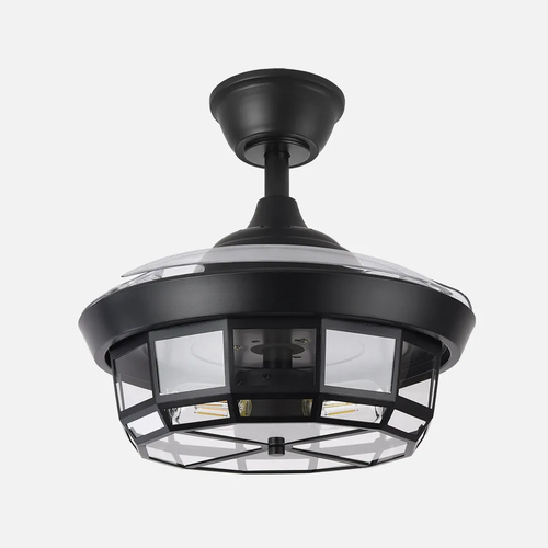 Abrila TORNADO Negro - Ventilador de Techo Aspas Retráctiles 220-240 V