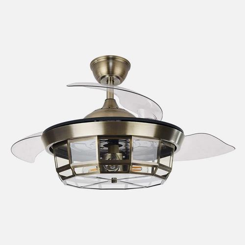 Abrila TORNADO Cuero - Ventilador de Techo Aspas Retráctiles 220-240 V