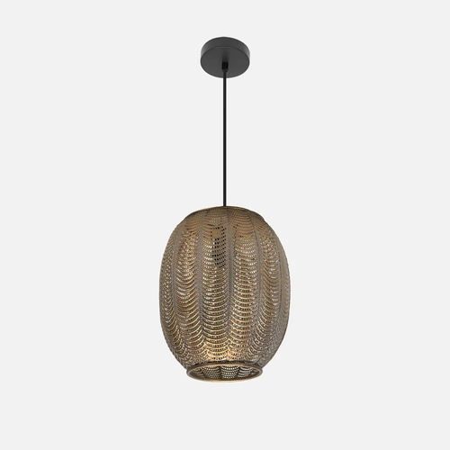 Abrila TRIKALA Negro/Cuero Envejecido - Colgante Moderno 40<140x30x30 cm
