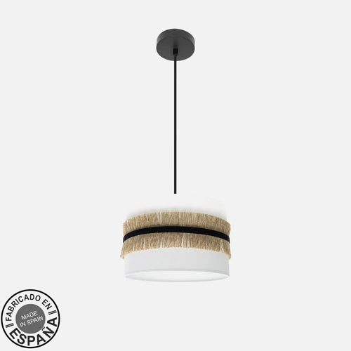 Abrila ANGOLA Negro/Blanco/Yute - Colgante Moderno 1xE27 30 cm