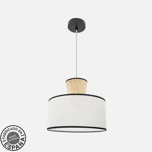 Abrila CAMBOYA Negro/Blanco/Natural - Colgante Moderno 1xE27 40 cm
