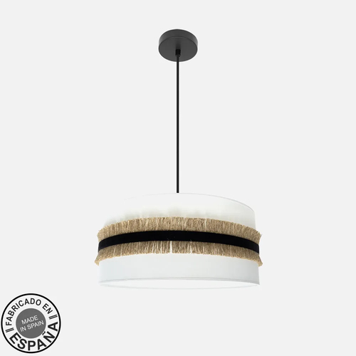 Abrila ANGOLA Negro/Blanco/Yute - Colgante Moderno 3xE27 50 cm