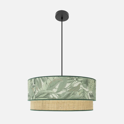 Abrila CONGO Negro/Verde-Natural - Colgante Moderno 3xE27 60 cm