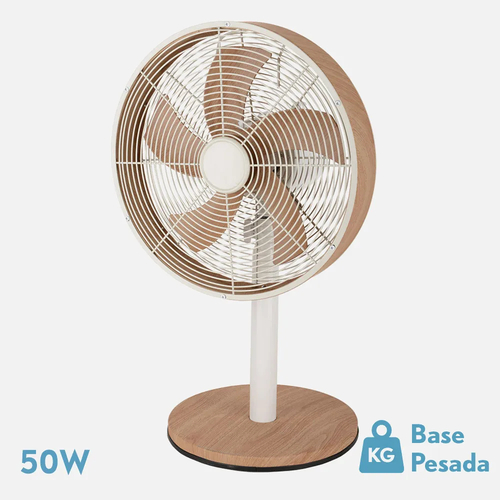 Abrila ALCAÑIZ Blanco/Haya - Ventilador de Sobremesa 220-240 V