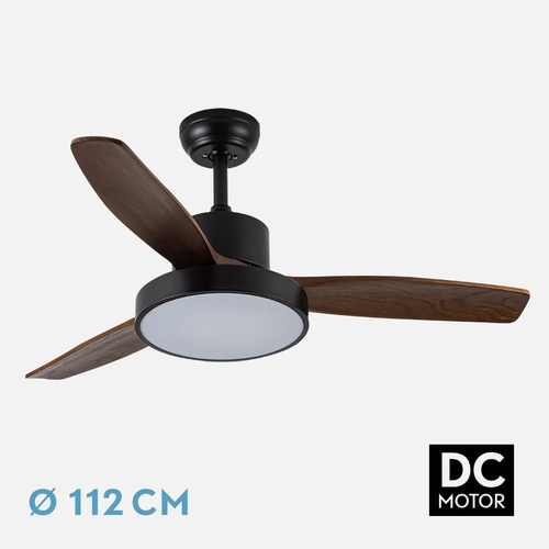 Abrila KAVALA Negro/Roble - Ventilador de Techo Aspas Normales 48 W F