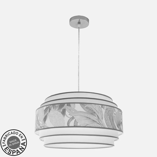 Abrila CAMERUN Cromo/Blanco/Gris - Colgante Moderno Regx50x50cm