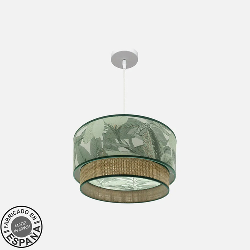 Abrila CONGO Blanco/Verde-Natural - Colgante Moderno 1xE27 40 cm