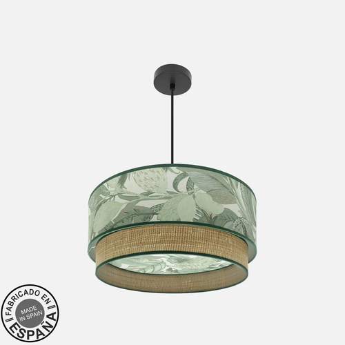 Abrila CONGO Negro/Verde-Natural - Colgante Moderno 3xE27 50 cm