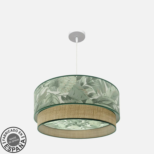 Abrila CONGO Blanco/Verde-Natural - Colgante Moderno 3xE27 60 cm