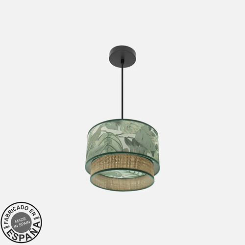 Abrila CONGO Negro/Verde-Natural - Colgante Moderno 1xE27 30 cm