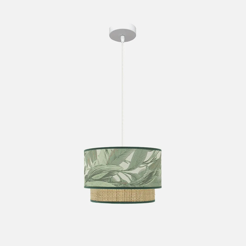 Abrila CONGO Blanco/Verde-Natural - Colgante Moderno 1xE27 30 cm