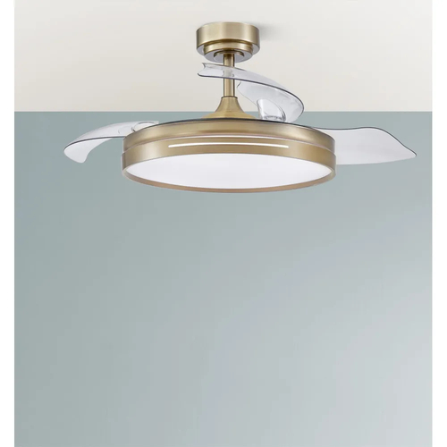 ABRILA MICENAS Cuero - Ventilador de Techo Aspas Retráctiles 59 W