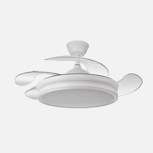 ABRILA Bayomo Blanco 59 W A+ - Ventilador de Techo Aspas Retráctiles 