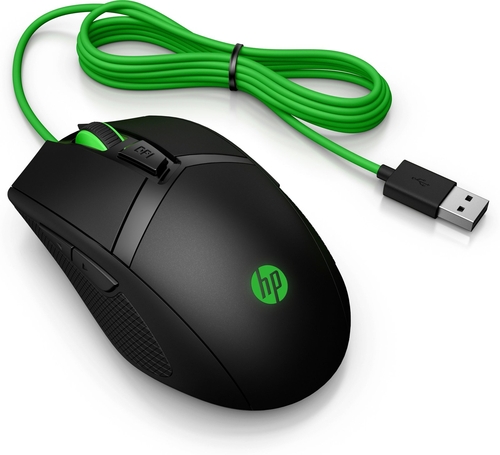 HP PAVILION 300 Negro-Verde - Ratón 5000 DPI
