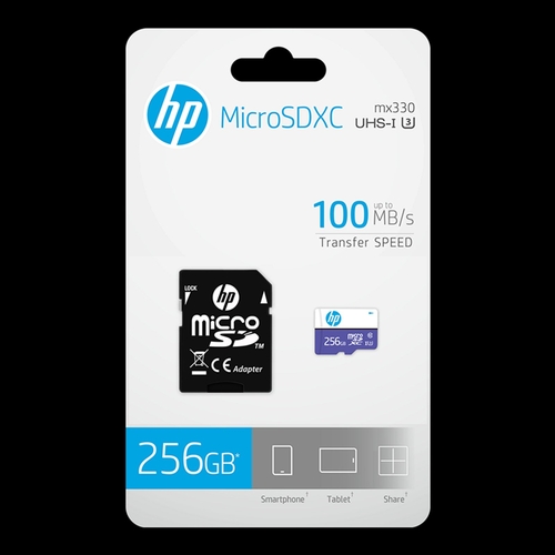HP MICRO SD MX330 UHS-I - Tarjeta de Memoria + Adaptador 256GB