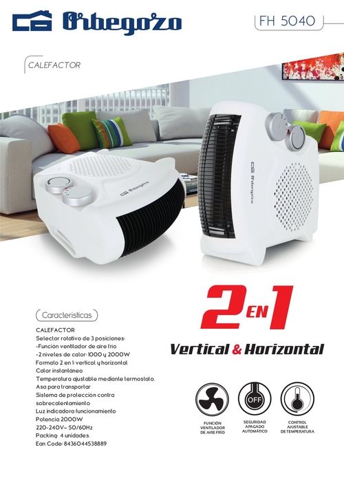 ORBEGOZO FH-5040 Blanco - Calefactor 2000W