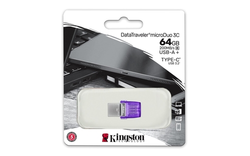 KINGSTON MICRODUO 3C 64GB - Pendrive Morado